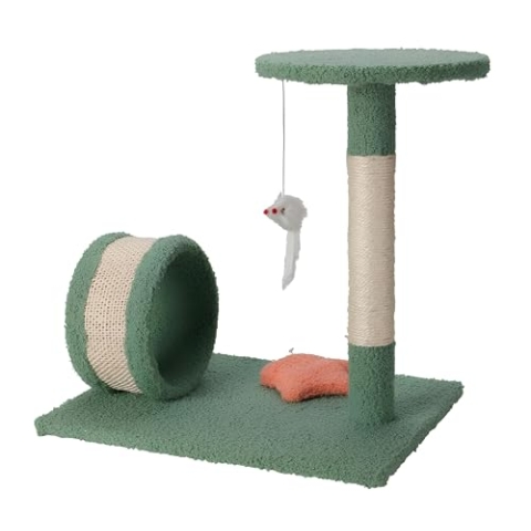Koopman Kratzbaum mit Maus aus Plüsch – 53 x 33 x 42,5 cm