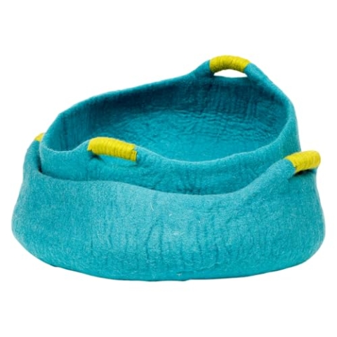 Dharma Dog Karma Cat, Aqua-S-Korb mit Griffen für Hunde und Katzen, bequem und langlebig, ideal für drinnen und draußen, Maße 36 x 36 x 10 cm, Farbe Aqua