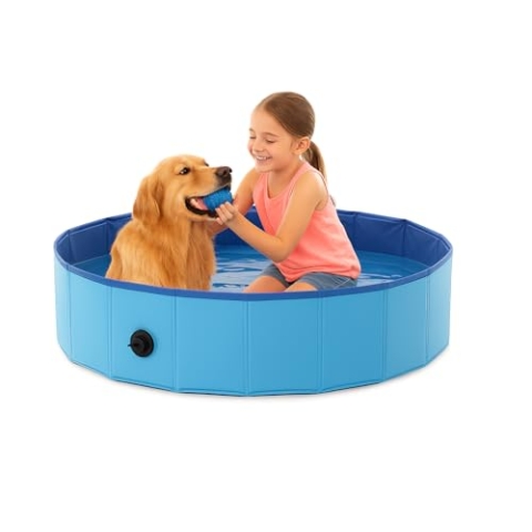 Flamingo Hundepool 160x30 cm – Faltbares Planschbecken für Hunde – Robustes Material – Rutschfester Boden – Einfach zu reinigen