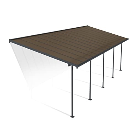 Canopia by Palram Terrassenüberdachung Alu Capri 3X9.15 Polycarbonat Hohlkammerplatten Pergola 924 x 295 cm Grau zur Überdachung ihrer Terrasse