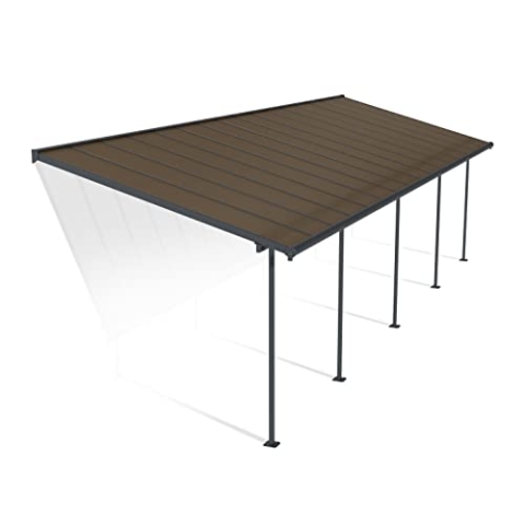 CANOPIA by Palram Terrassenüberdachung Alu Capri 3X9.71 Polycarbonat Hohlkammerplatten Pergola 971 x 295 cm Grau zur Überdachung ihrer Terrasse