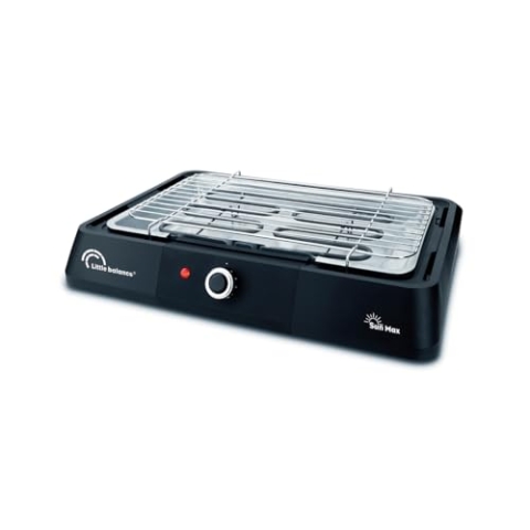 LITTLE BALANCE 8572 BBQ Sun Max Elektrogrill, Tischgrill, 5-7 Personen, XXL-Oberfläche, 2200 W, Schwarz
