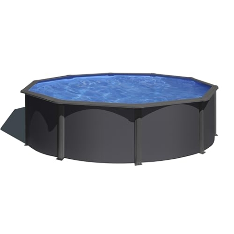 Gre Pool KIT460GY - Aufstellpool aus Stahl, rund, mit Anthrazitfarbe. Abnehmbare Gartenpool. 460 x 120 cm