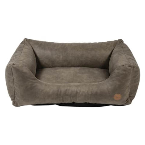 JACK AND VANILLA – JV Classy Hundesofa – Robuster und bequemer Schlafkorb für Hunde – Ähnliches Leder, Farbe Stein, L, 100 x 70 x 27 cm