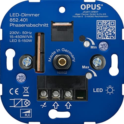 OPUS® Dreh-Dimmer für LED- und Energiesparlampen Ausführung Phasenanschnitt, Watt 7-110 VA/LED 3-35 W