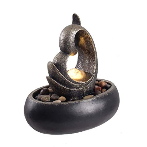 Teamson Home Tischwasserspiel für den Innenbereich, Kleiner Zen-Brunnen mit Lichtern