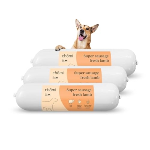 Chōmi Dog Super Sausage Fresh Hundefutter | Nassfutter Für Hunde | Gemüsewurst für Hunde | Adult | Getreide- und konservierungsmittelfrei | Mit Seetang | Barf (400 x 8g, Lamb)