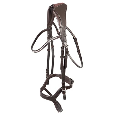 PFIFF 102690 Trensenzaum Kadira, anatomisch, gepolstert, Reithalfter Lederhalfter, Braun, Pony