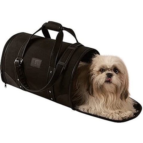 Bobby Parisien – Kleine Katzen- und Hundetragetasche 47 x 30 x 30 cm – Hundetragetasche mit Schultergurt, Schwarz