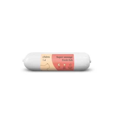 Chōmi Cat Super Sausage Fresh Fish 8-er Pack | (200g x 8) Katzenfutter | Nassfutter | Fischwurst für Katzen | Nassfutter für Katzen | Senior | Getreide- und konservierungsmittelfrei | Mit Algen