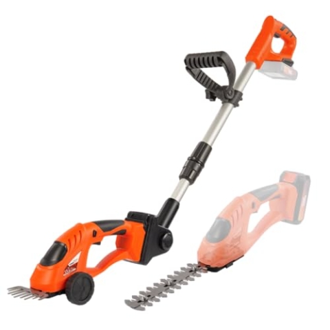 POWER plus Dual Power Akku-Heckenschere POWDPG75300-20-V-Teleskop-Heckenschere, ohne Akku und Ladegerät, 100 mm (Grasschere) und 180 mm (Heckenschere) Messer und 8 mm Spaltmaß