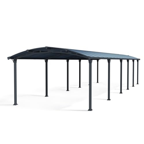 Canopia by Palram Carport Bausatz Arcadia 12700 1290 x 359 cm Einzelcarport Polycarbonat in Grau für PKW aus rostfreiem Aluminium