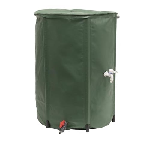 EDA Wassertonne flexibel und faltbar, 500 l, mit Netzfilter + 2 Wasserhähne – wetterfest – Ø 80 x H.98 cm, Kanada-Grün