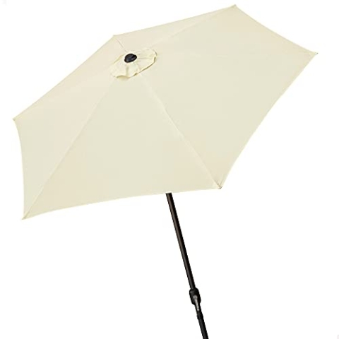Sechseckschirm, Garten-Terrassenschirm, Ø250 cm, weiß, Aluminiummast, Ø34 mm, mit Kurbel, mit Lüftungskamin, Aktive Garden