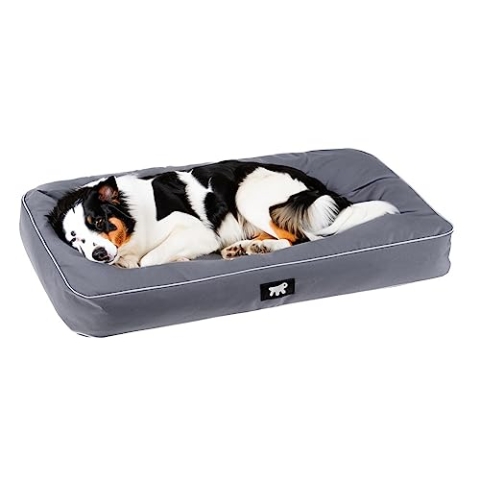 FERPLAST Hundematte Groß - Orthopädisches Hundebett - Hundebett Waschbar & Kratzfest - Hundekissen - Hundebett Flauschig - Herausnehmbare Polsterung - Polo - 95 x 60 x h 8 CM, L, GRAU