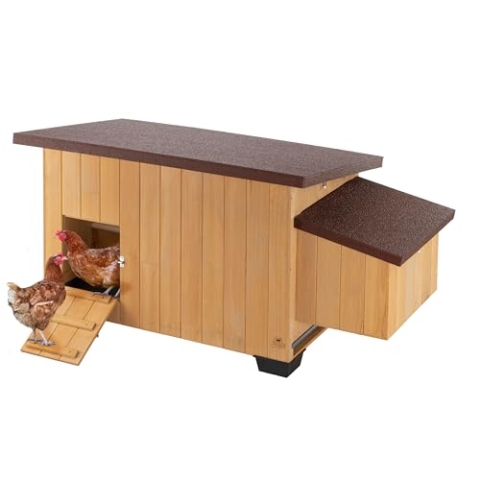 Ferplast Hühnerstall KOCCA 100 FSC-Holzkäfig, Geeignet für Bis zu 5 Hühner, Eierfach, Herausziehbare Schale, Öffnungsdach, Isolierfüße, Leicht zu Reinigen, 146,5 x 72 x h 77 cm