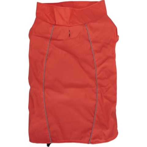 JACK AND VANILLA, wasserdichte Jacke ohne Kapuze für Outdoor-Aktivitäten, ergonomische Passform, Bequeme Taschen, Leuchtend rote Farbe, Größe L, 50 cm, Fisherman-Modell
