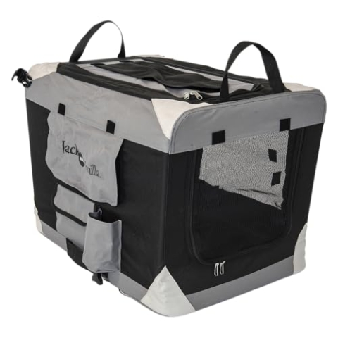 JACK AND VANILLA, zusammenklappbare Hundehütte für Haustiere, langlebige Materialien, optimale Belüftung, pflegeleicht, ideal für Reisen, Größe S 60 x 42 x 42 cm, grau, Modell