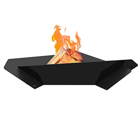 kratki Fire Triangle Gartenfeuerschale freistehend, asymmetrisch, dreieckig, Gewicht 10,1 kg, Abmessungen B71 x L63,5 x H17 cm, aus robustem, hitzebeständigem Stahl, Schwarz