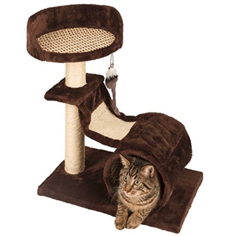 Kerbl 81539 Kratzbaum Safari Air mit Borste, 49 x 30 x 61 cm, Dunkelbraun