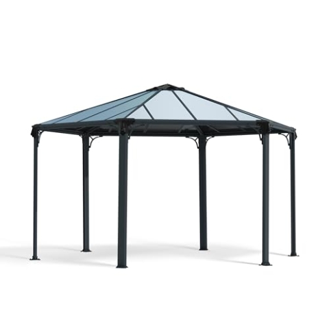 Palram Canopia Monaco Gartenpavillon: Höchst Widerstandsfähiger Und Hardtop Pavillon 450 x 390 cm. Robuste Aluminiumkonstruktion Mit Dach Aus Polycarbonat. Ideal Als Freistehende Überdachung.