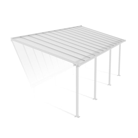 Palram Canopia Olympia Terrassenüberdachung 3x7 - Gestell aus Alumiuium & 16 mm Polycarbonat - Terrassendach Für den Ganzjährigen Gebrauch Geeignet, Weiß, 739 x 295 x 305 cm