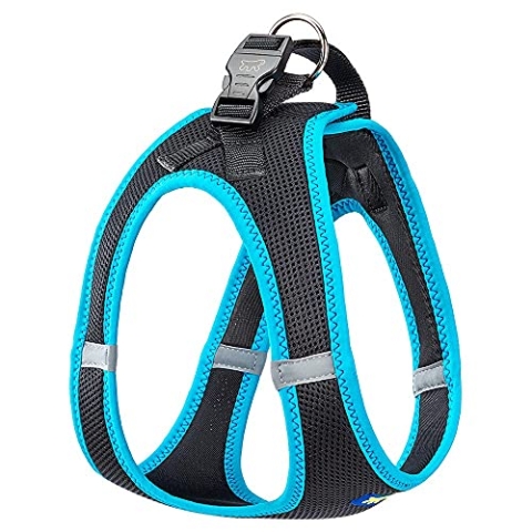Ferplast Hundegeschirr Grosse Hunde Kaori XL, atmungsaktives, gepolstertes und verstellbares Hundegeschirr, leicht zu tragen, reflektierende Kanten, Brustumfang 54–60 cm. Blau