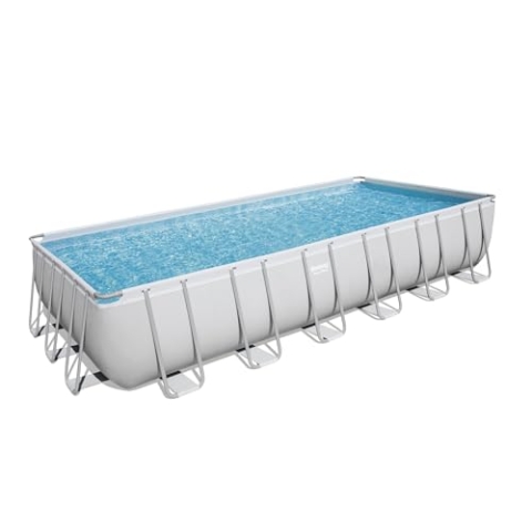 Bestway Power Steel Ersatz Frame Pool ohne Zubehör 732 x 366 x 132 cm, lichtgrau, eckig