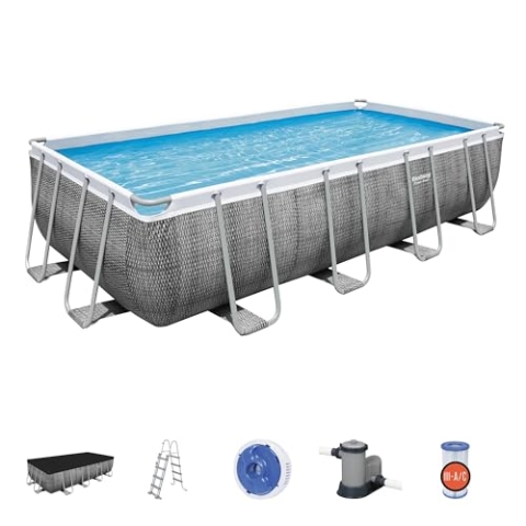 Bestway Power Steel Frame rechteckig, 549 x 274 x 122, Rattan-Optik