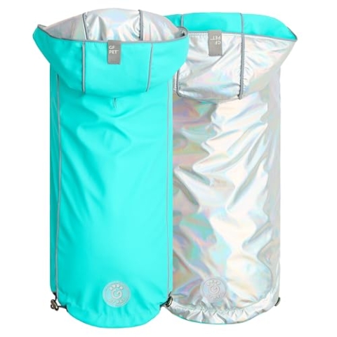 GF Pet Wendbarer Regenmantel – Neon Aqua mit schillerndem, Neon Aqua mit schillerndem, Small