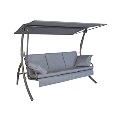 Angerer Freizeitmöbel GmbH Hollywoodschaukel Loft Sun - Gartenschaukel Made in Germany - Schaukel zum Sitzen, Liegen und Entspannen - inklusive Bett-Funktion - einfache Montage (Hellgrau)
