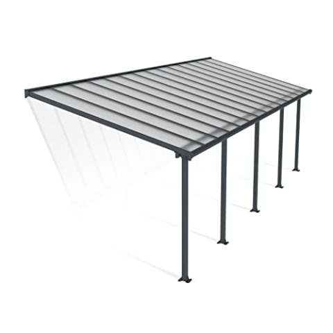 Canopia by Palram Terrassenüberdachung Alu Olympia 3X8.51 Polycarbonat Hohlkammerplatten Pergola 860 x 295 cm Grau zur Überdachung ihrer Terrasse