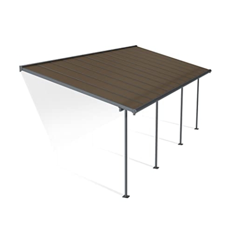 Canopia by Palram Terrassenüberdachung Alu Capri 3X7.30 Polycarbonat Hohlkammerplatten Pergola 739 x 295 cm Grau zur Überdachung ihrer Terrasse