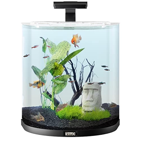 Tetra Explorer Line 60 L Aquarium Komplett-Set - Design Aquarium mit gebogener Frontscheibe, LED-Beleuchtung, Technik, Futter und Pflegemitteln, Farbe: Schwarz