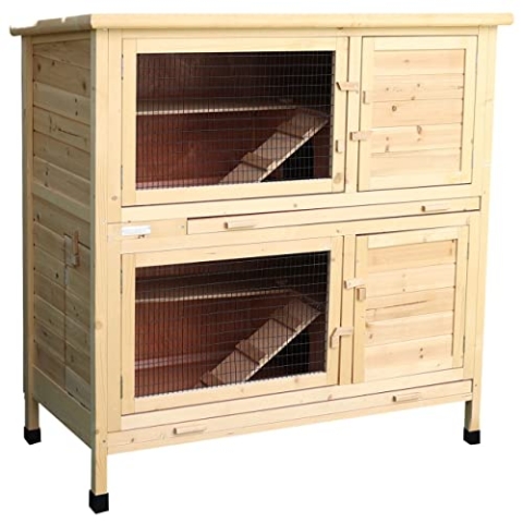 Kerbl Nagerhaus Appartement Flat (Farbe Natur, L x B x H 115 x 61 x 118, mit Kunststoffwanne, wetterfestes Bitumendach, mit Absperrmöglichkeit) 82835