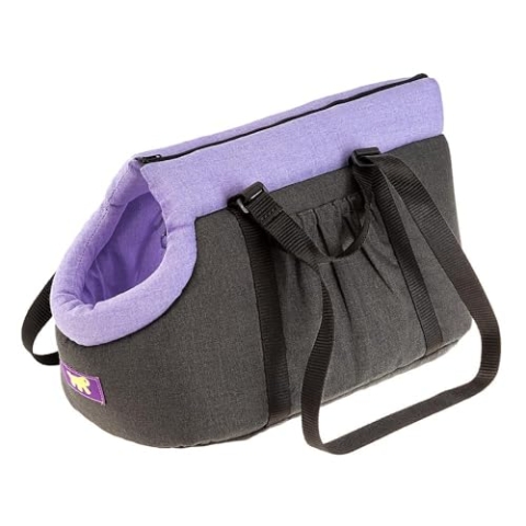 Ferplast Hundetasche BORSELLO, Hundebox, Transportbox Katze, verstellbare Griffe, Sicherheitsgurt, waschbar bei 30°, Max 6 Kg, 37 x 21 x h 22,5, Lila