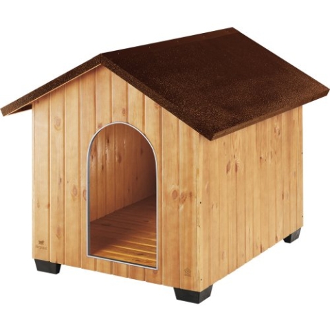 Ferplast Hundehütte XXL große Hunde Domus Maxi aus FSC-Holz, Hundehaus Outdoor Wetterfest, Isolierende Kunststofffüße, Tür mit Bissschutzkante aus Aluminium, 108 x 130 x h 103 cm.