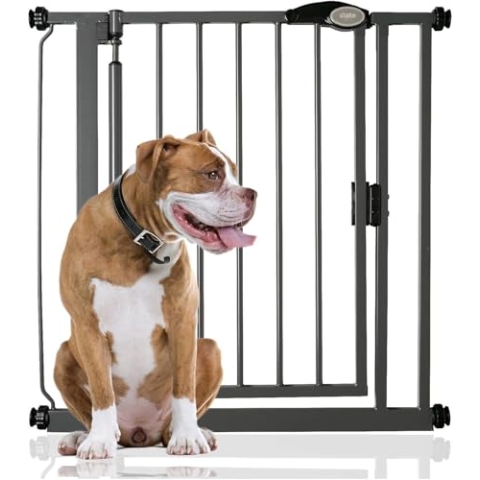 Bettacare Auto Close Haustiergitter, 75cm - 82cm, Grau, Druckmontage-Treppengitter für Hunde & Welpen, Sicherheitsgitter für Türen, Flure und Räume