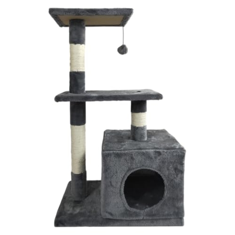 JACK AND VANILLA, Moderner Kratzbaum für Katzen, Elegantes und langlebiges Design, ideal zum Kratzen und Ausruhen, Maße 50 x 30 x 80 cm, grau, Kratzbaummodell
