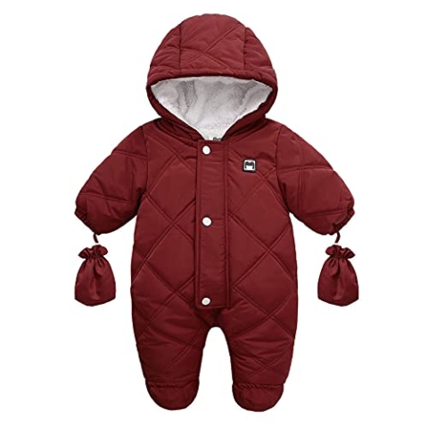 Divinus Toddler Baby Mädchen Boys Zip Down Jacket Romper with Gloves Winter Snowsuit Coat Jumpsuit Outfits