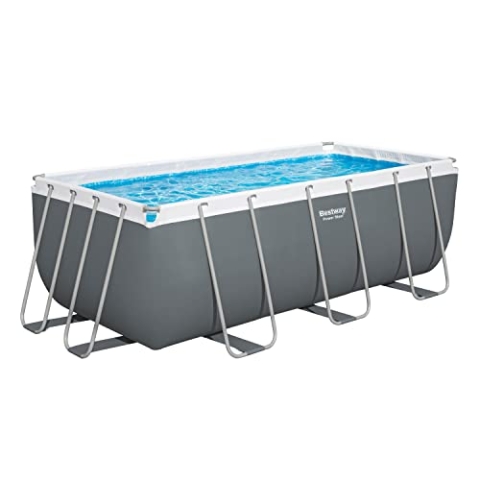 BESTWAY Aufstellpool rechteckig Power Steel ™ 412 x 201 x 122 cm mit Kartuschenfilter, Skala