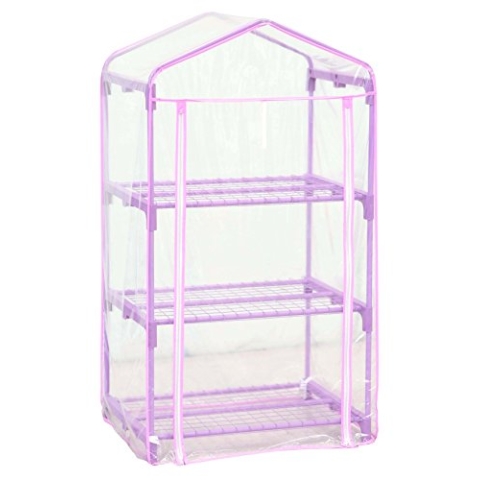VERDEMAX cm 70 x 50 x 125 "AZALEA LILA" Gewächshaus mit Drei Regalen und UV-Beständigem Deckblatt (Deckblatt INKLUSIVE)