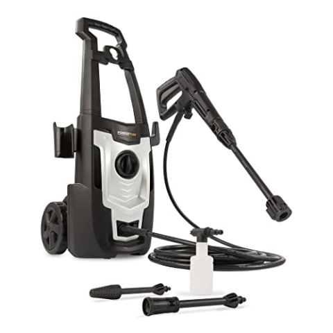 Powerplus Elektrischer Hochdruckreiniger POWXG90405-1400 Watt Terrassenreiniger, Start/Stopp-Funktion, Max. 110 Bar Druck und 50°C Temperatur, 5 m Schlauch und Zubehör inbegriffen