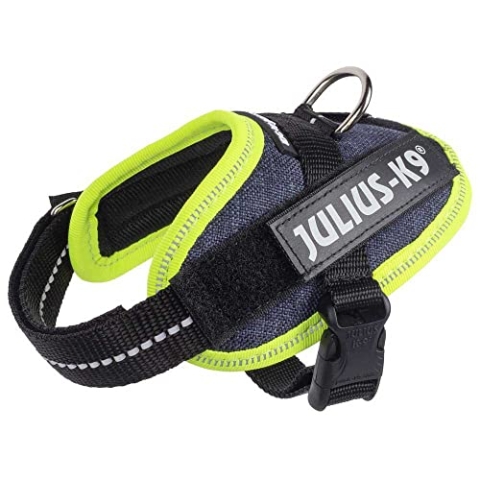Julius-K9, IDC Powergeschirr, Größe: 3XL / 4, Jeans mit neon Randverzierung