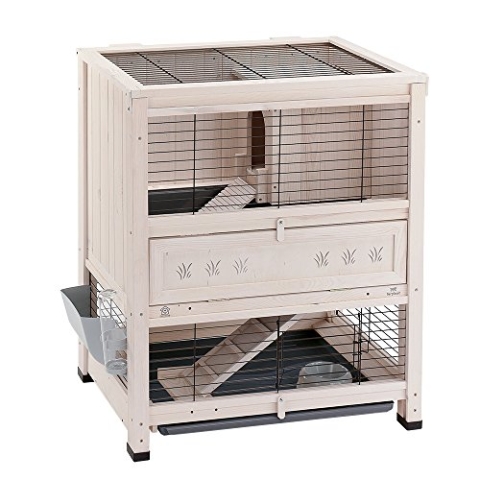 Ferplast Indoor Kaninchenstall, Hasenheim COTTAGE MINI, Meerschweinchen, FSC Holz, Struktur auf zwei Etagen, Zubehör inklusive, 77 x 56 x h 94 cm