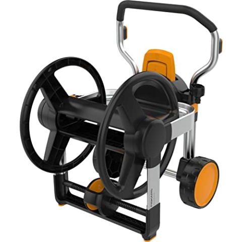 Fiskars Manuelles Waterwheel XL mit Rädern, Schlauchtrommel, Ohne Schlauch, Manuelles Aufrollen, 360°-Rotation, Horizontales Design, 1062257