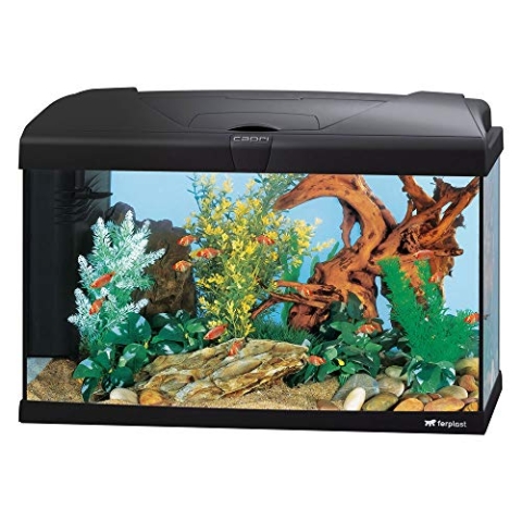 Ferplast Hydor Glasaquarium Capri 60 LED, LED-Lampe, 60 l Fassungsvermögen, Innenfilter und Heizung, schwarz