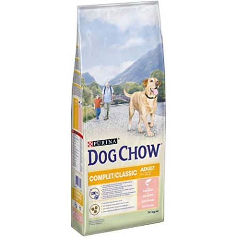 Dog Chow Classic Alleinfuttermittel mit Lachs für Hunde, blau und beige, 14 kg (1 Stück)