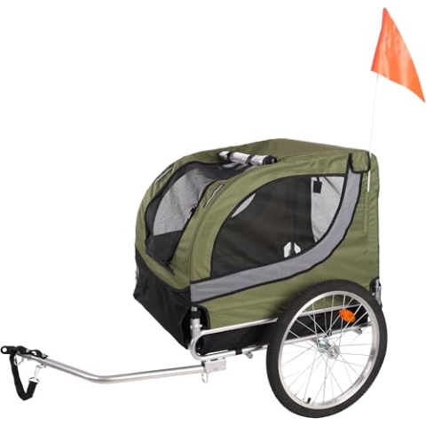 Flamingo Fahrradanhänger Tybalt Grün – 76 cm L x 57 cm B x 65,5 cm H, Geeignet für E-Bikes - Mit Reflektoren, Praktisch, Langlebig und Stilvoll!