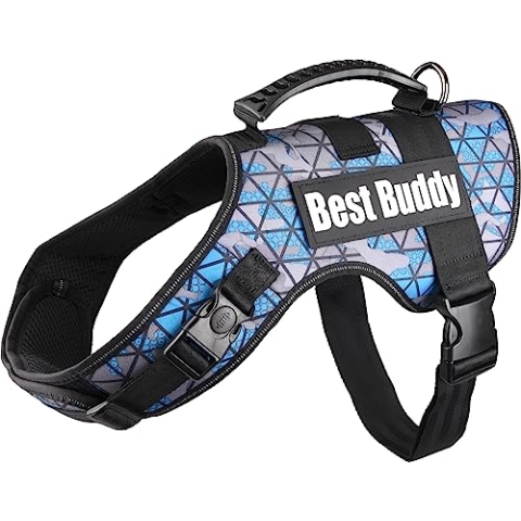 Flamingo Geschirr Best Buddy Uranus BLAU Camouflage Grid XXL 95-130CM*50MM
